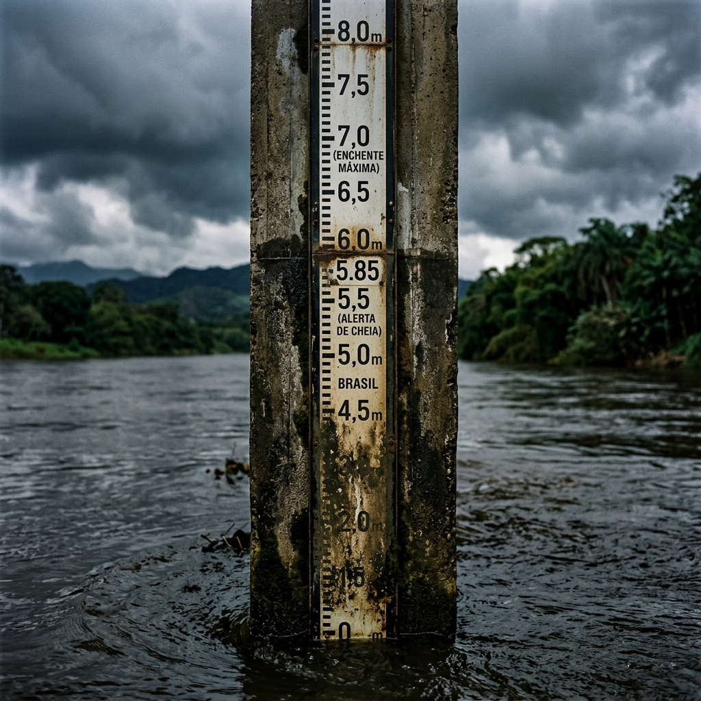 Régua de medição do nível do rio